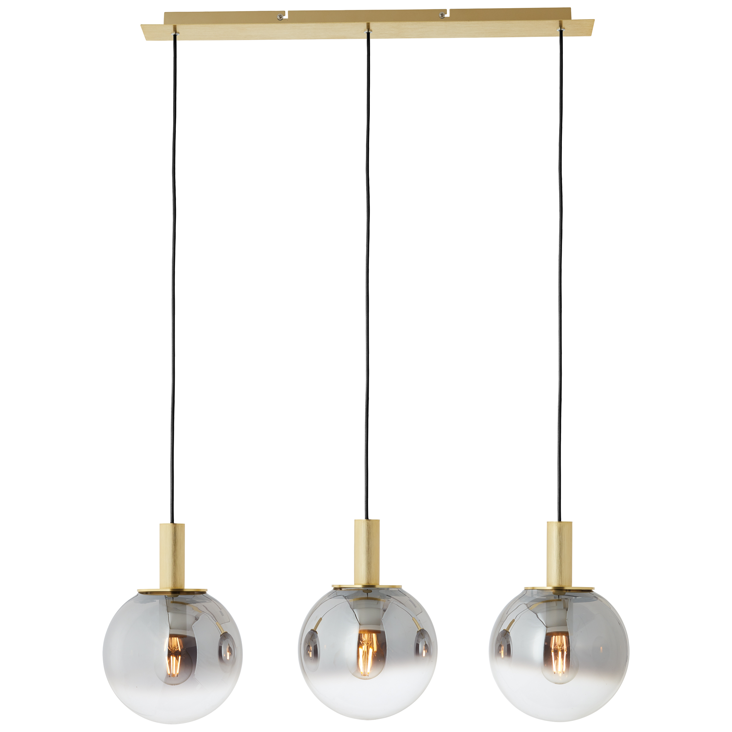Brilliant Pendelleuchte GOULD 3-flammig in Metall gold/Glas grau getönt