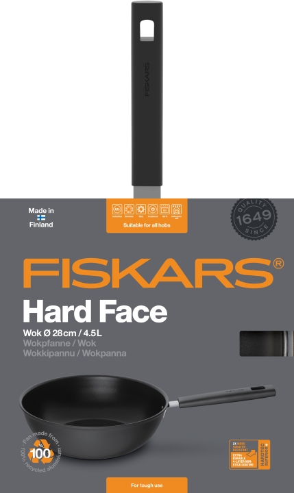 Fiskars Wok HARD FACE 4,5Ltr./28cm in Farbe Black