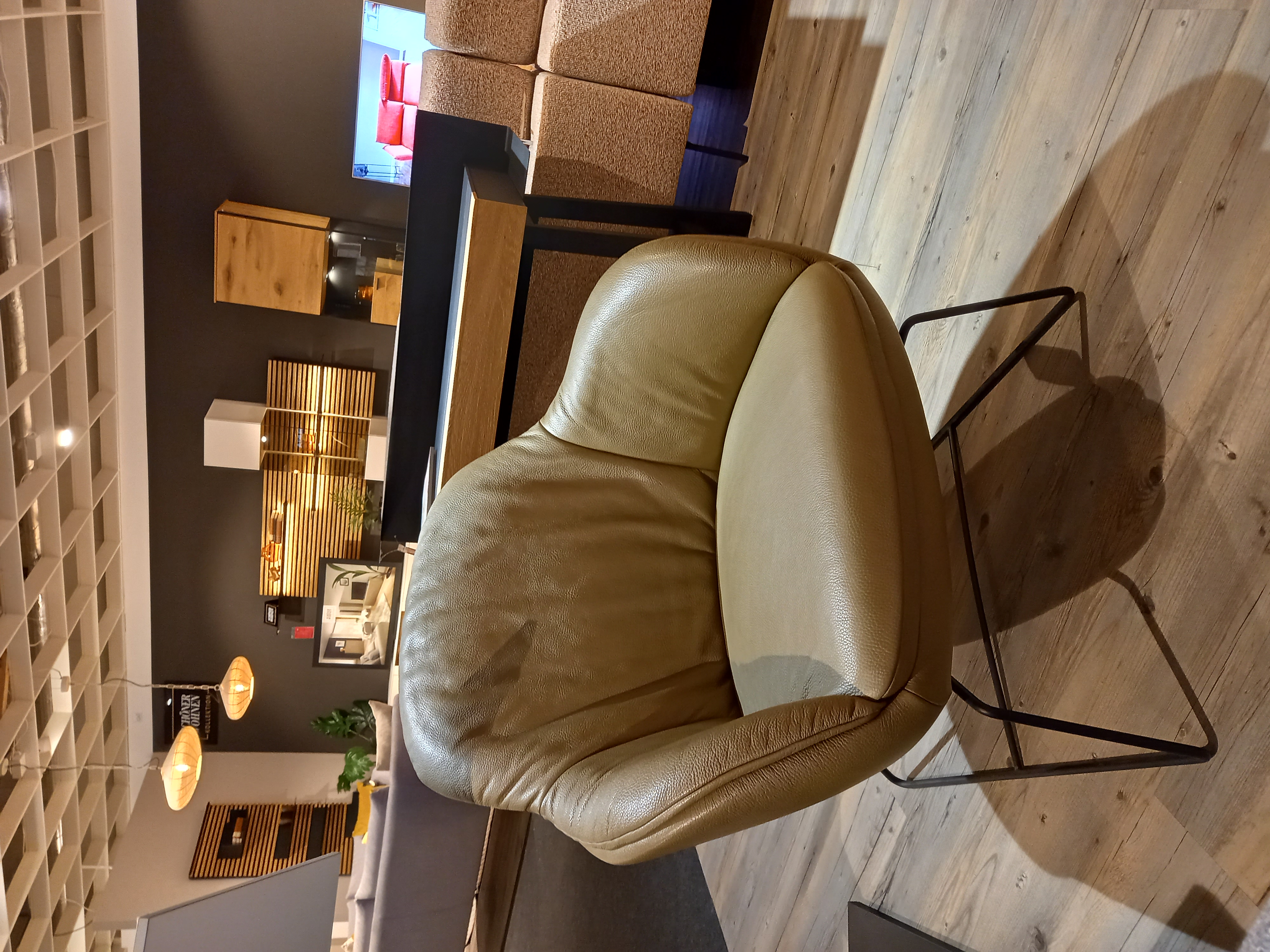 SCHÖNER WOHNEN-Kollektion Sessel in Dickleder Torero oliv PG:H SCHÖNER WOHNEN-Kollektion Sessel in Dickleder Torero oliv PG:H, Sessel, Ledersessel, Beige, Küchenstuhl, Stuhl mit Metallgestell