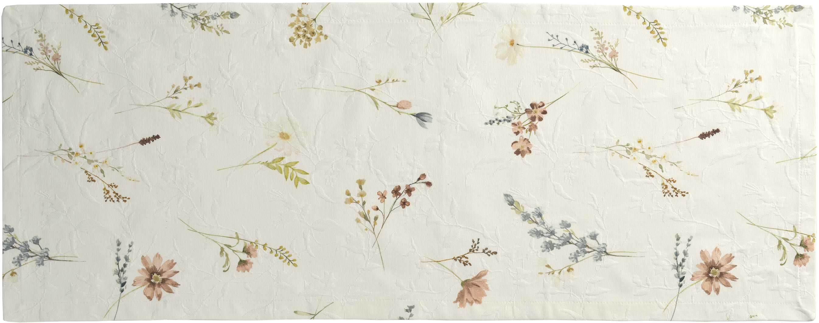 Sander Tischläufer FLAM ca. 50 x 140cm in Farbe original, Dekoration für Zuhause, Muster, Florales Design, Stickerei, Leinen