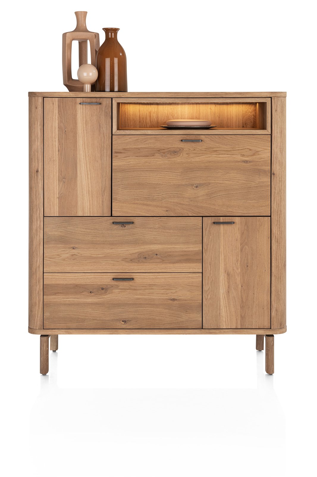 Highboard ZADE in Holzfarben, Sideboard, Eichenholz, Aufbewahrungsschrank, Kommode, Rustikales Schränkchen