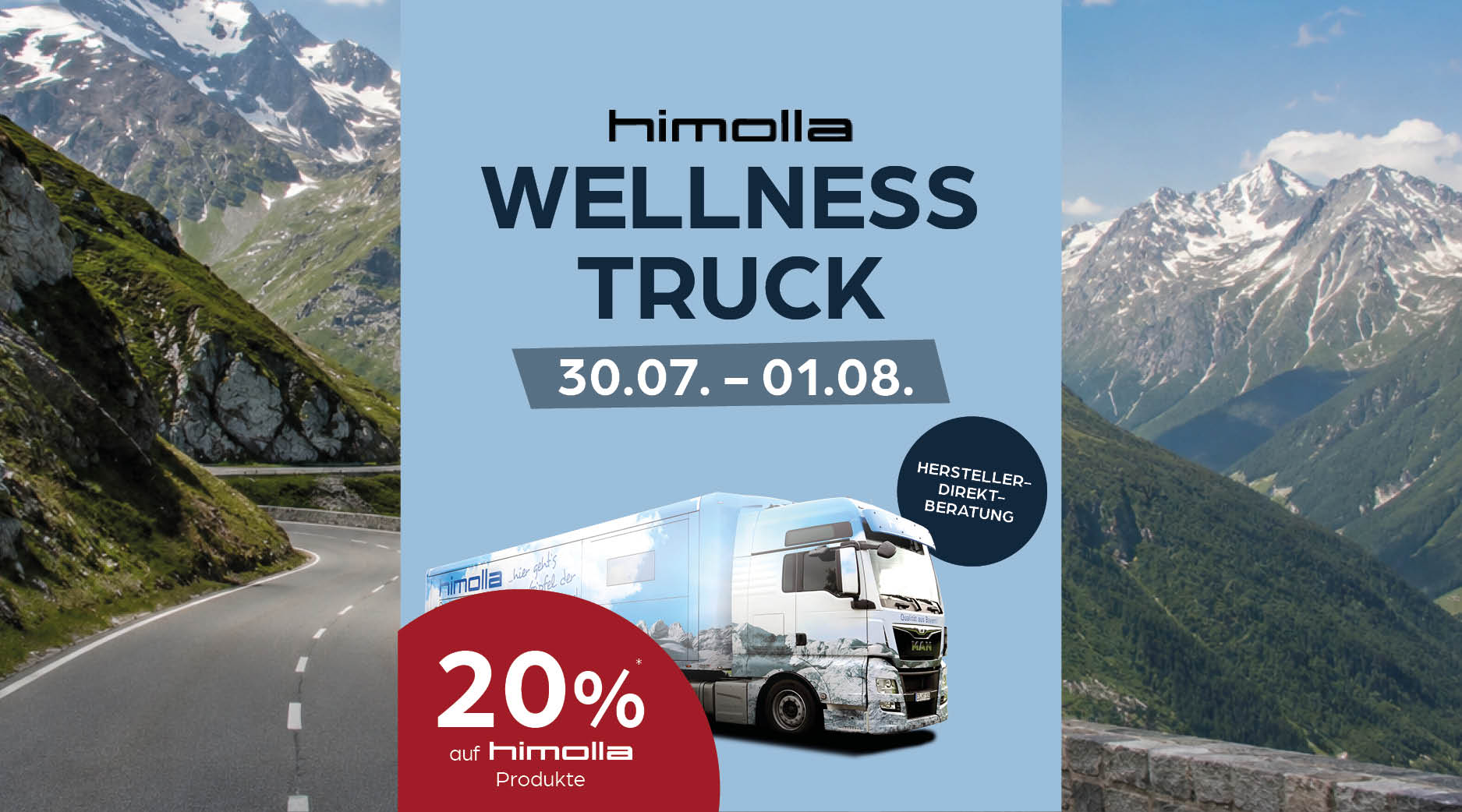 🛋️ himolla Aktionswochen: Jetzt schon 20% sichern & Wellness-Truck erleben** wellness, truck, werbung, berg, aktion
