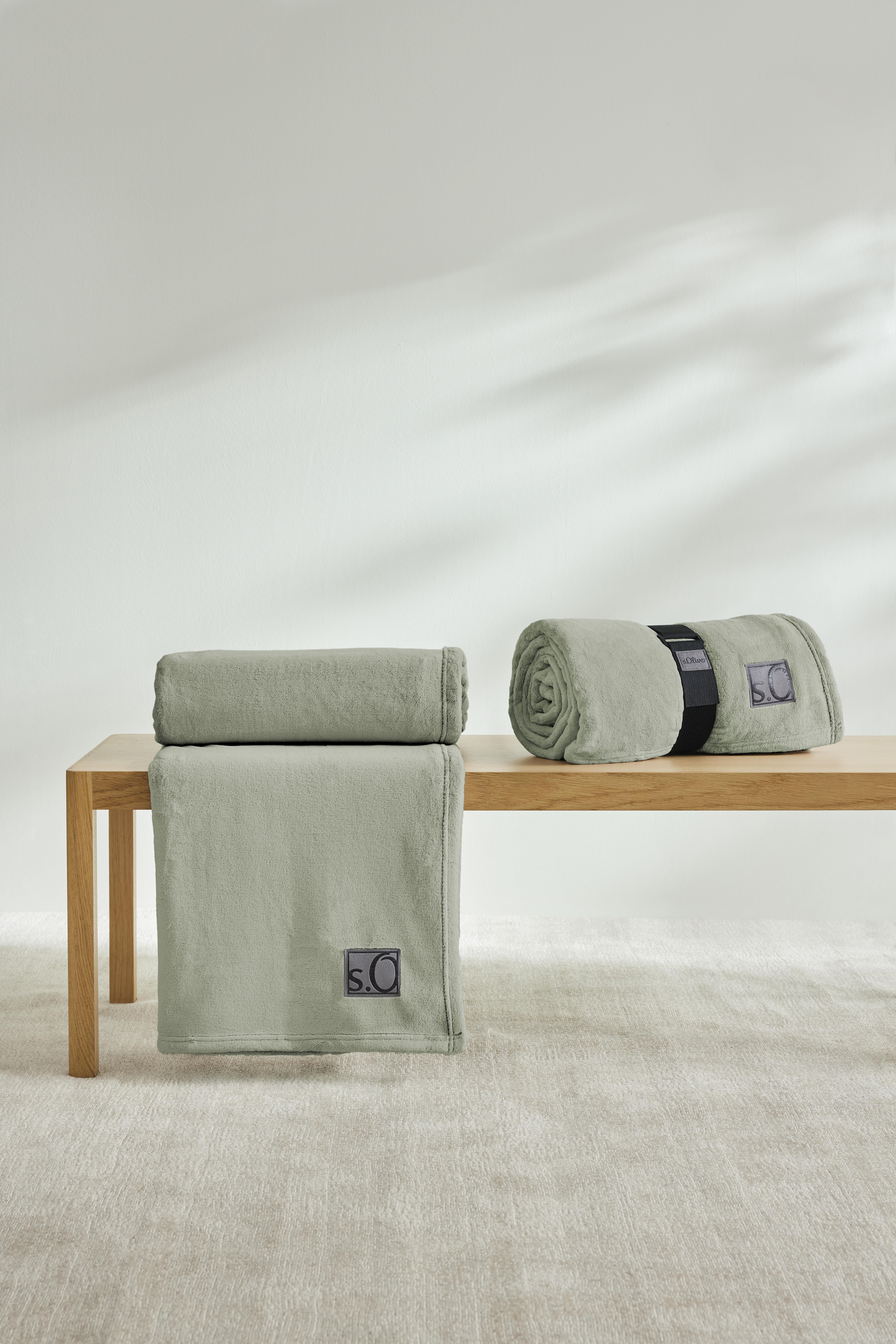 s.Oliver Decke KUSCHELSOFT 150x200cm in Farbe salbei