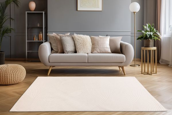 Webteppich NAPOLI ca. 160x230cm in Farbe ivory, sofa, wohnzimmer, textil, plattenboden, teppich