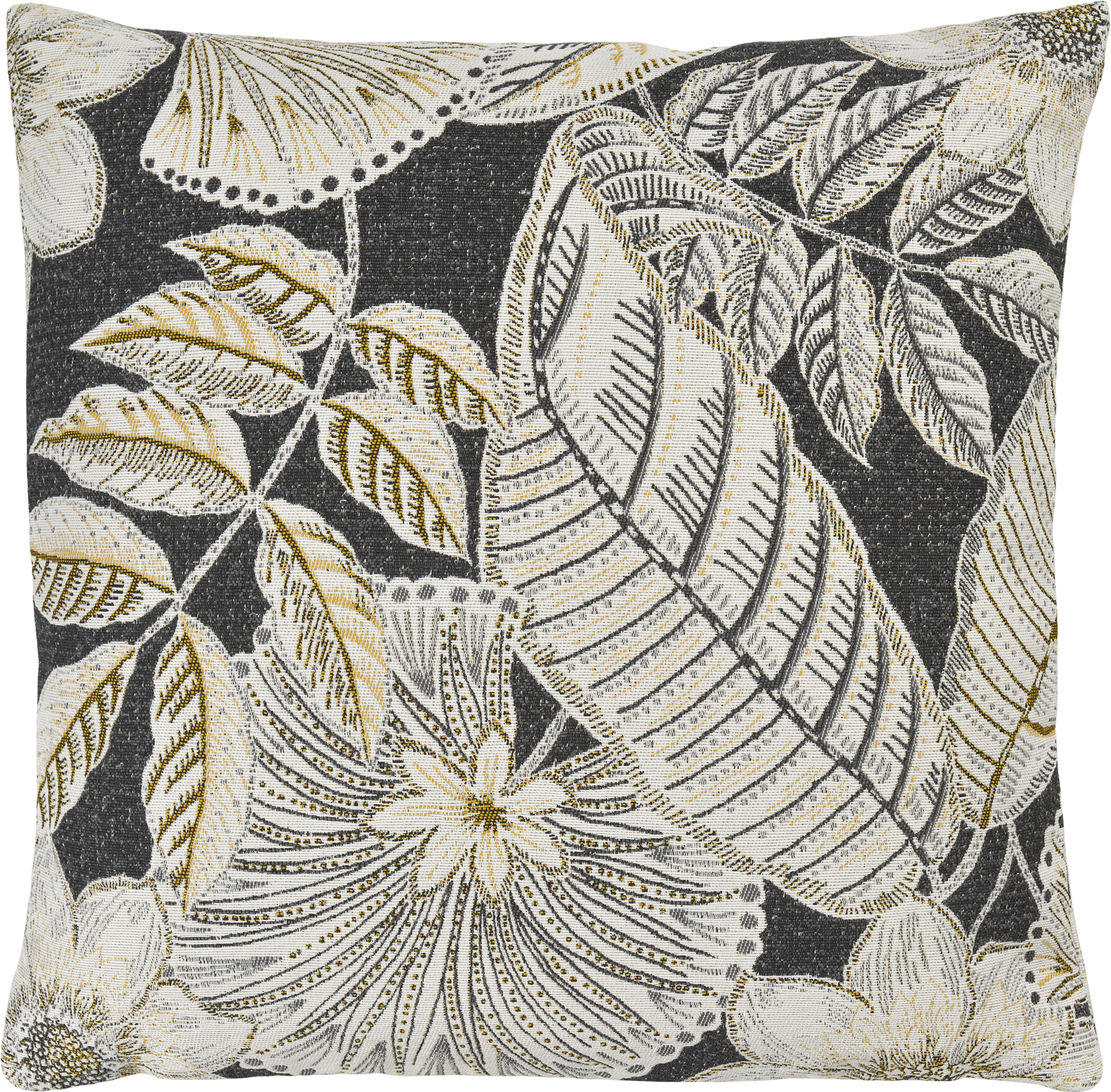 Sander Kissenhülle SHEYLA ca. 40x40cm in Farbe black, Kissenbezug, Kissen, Blätter Muster, Palmblatt-Design, Textil