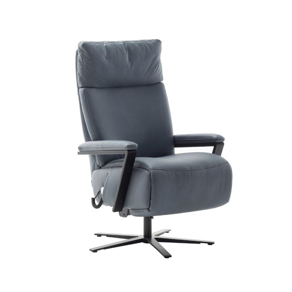 Relaxsessel IMPULS LAZYLINE 3-motorisch Herz Waage in Leder Evita grey blue
