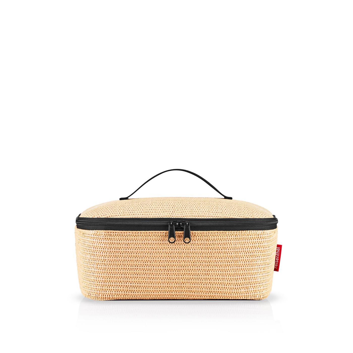 Reisenthel COOLERBAG M POCKET in Farbe raffia black, Strandtasche, Stoffkorb, Korbtasche, Tragetasche, Rattamuster