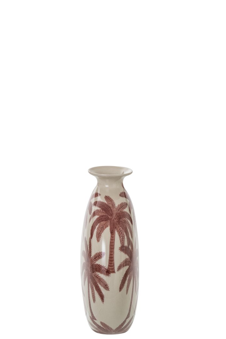 Vase in Marsala/ekru, vase, keramik, hoch, muster, palme
