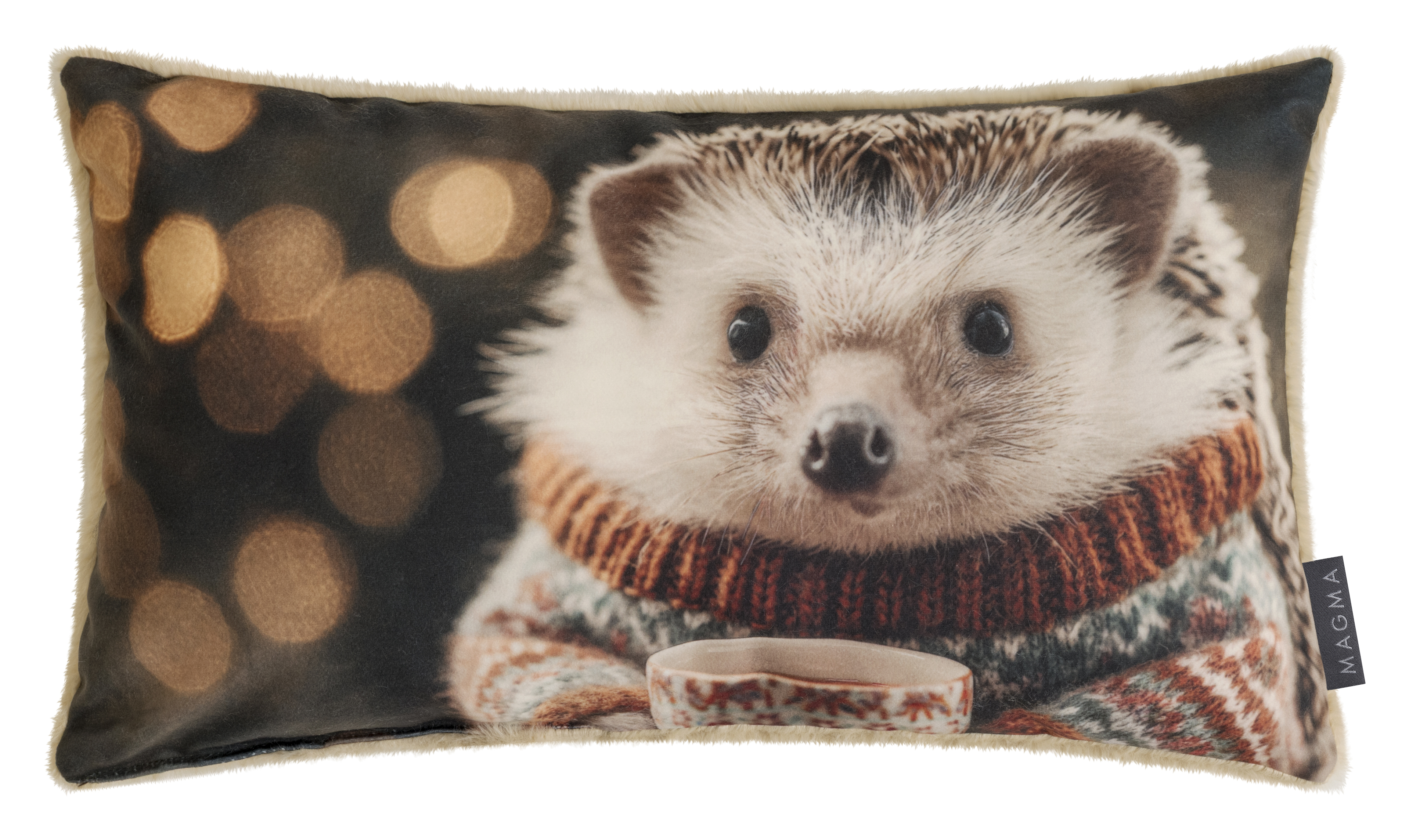 Magma Heimtex Kissen Xmas Friends 30x50cm XMAS FRIENDS in Farbe braun, Kissen, Hase, Fotodruck, Winter, Karo-Muster