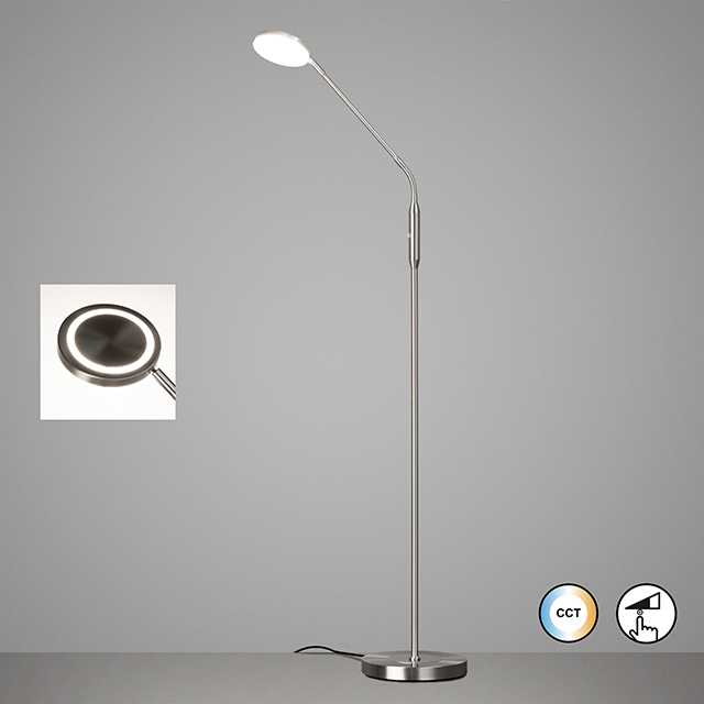 Fischer & Honsel LED-Stehleuchte SORENTO ca. H160 cm, D23 cm in Nickel matt, Acrylglas weiß