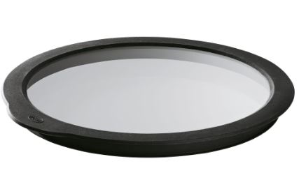 Rösle Frischhaltedeckel 24cm , kreislinse, glass-lens, flache linse, dome, schwarzer rahmen