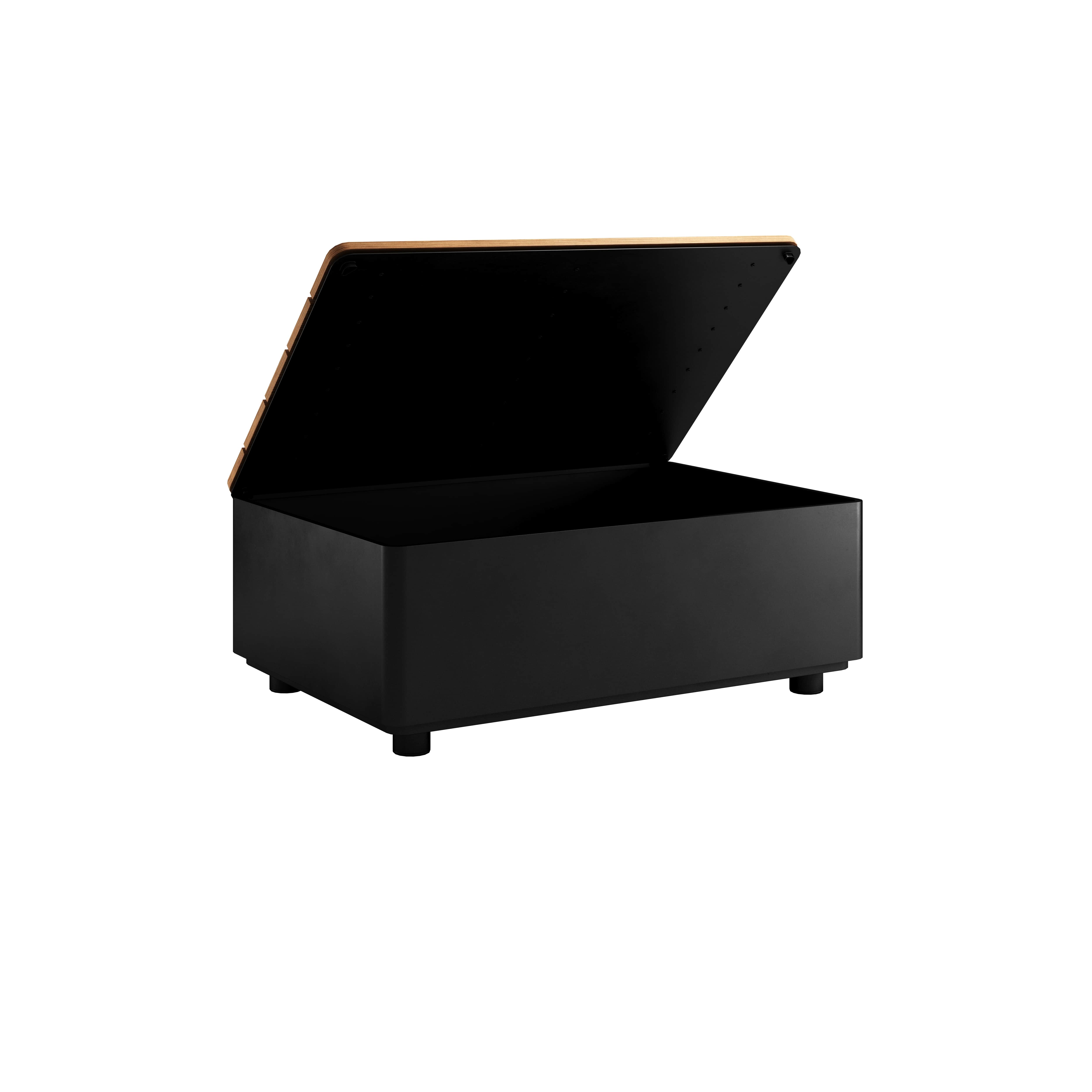 SACKit Tisch mit Stauraum PATIO in Farbe schwarz/Teak SACKit Tisch mit Stauraum PATIO in Farbe schwarz/Teak, Aufbewahrungsbox, Kiste, Schwarz, Holzdeckel, Deckelbox