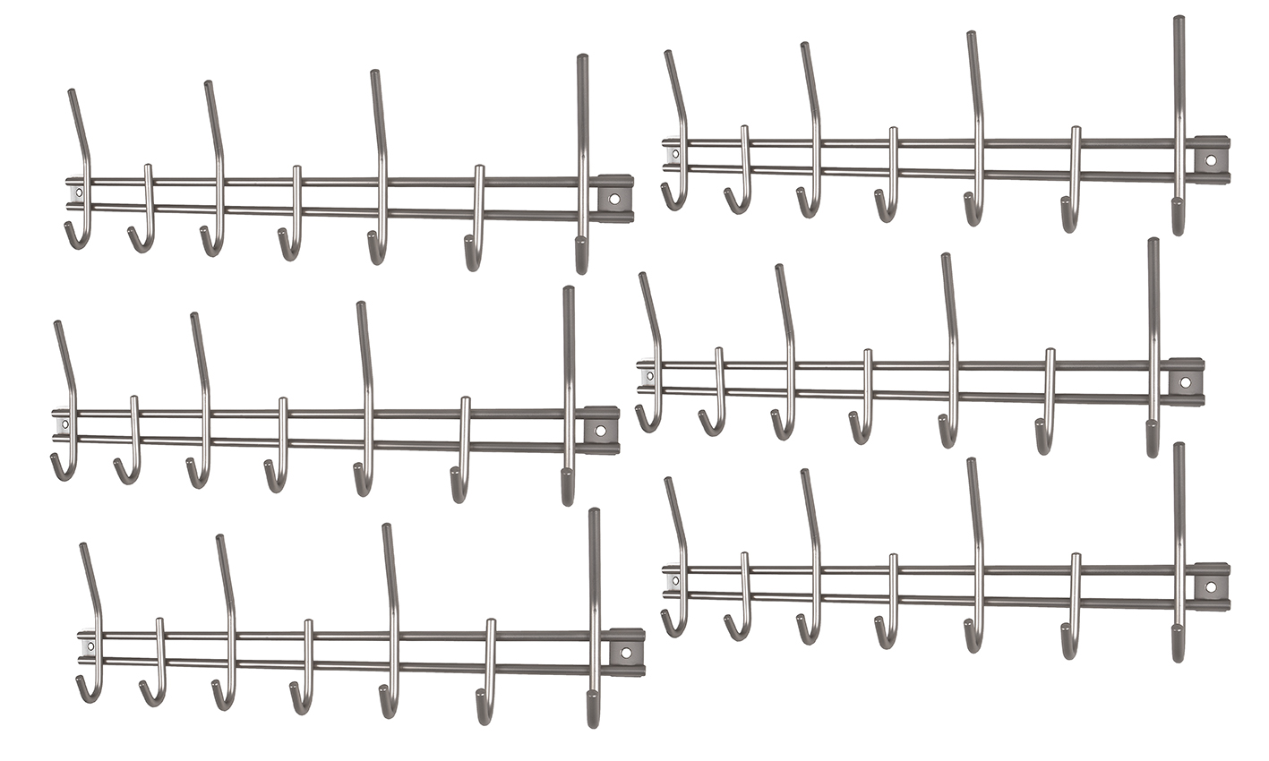 Garderobenleiste in Silber / Metall, Wandhakenleiste, Hakenreling, Metallhaken, Kleiderhaken, Schraubentr gerät