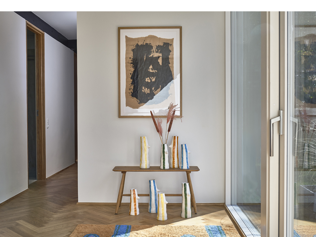Villa Collection Vase mit Schnabel und Wimpern in Farbe gelb