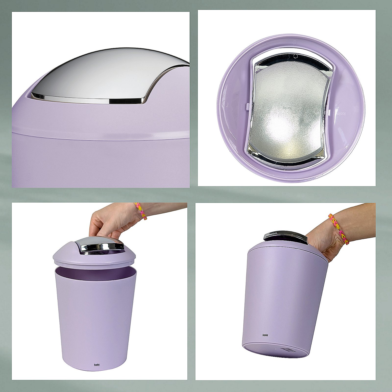 Kela Schwingdeckeleimer Marta in Fb. pastell violet, Zinn, Kann