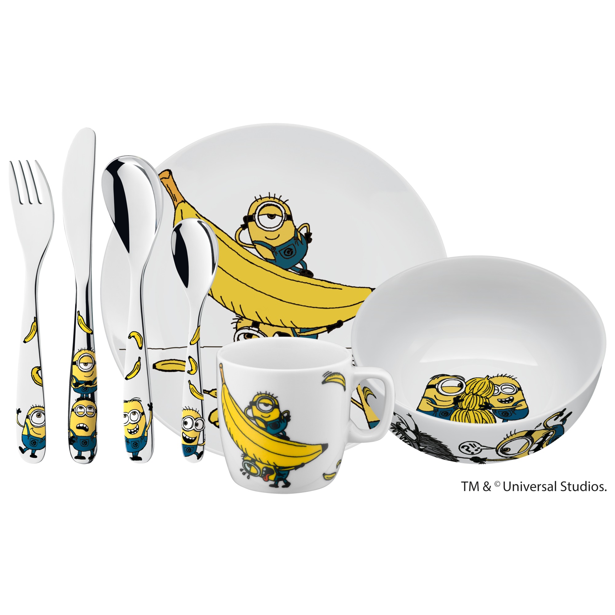 WMF Kinderbesteck-Set 7-teilig Minions in Edelstahl/bunt/ weiß WMF Kinderbesteck-Set 7-teilig Minions in Edelstahl/bunt/ weiß