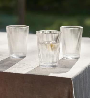 Stelton Trinkgläser 6 Stück Pilastro 0,24 Liter in Farbe clear, Leinen, Tischdecke, Glas, Esstisch, Tischplatte