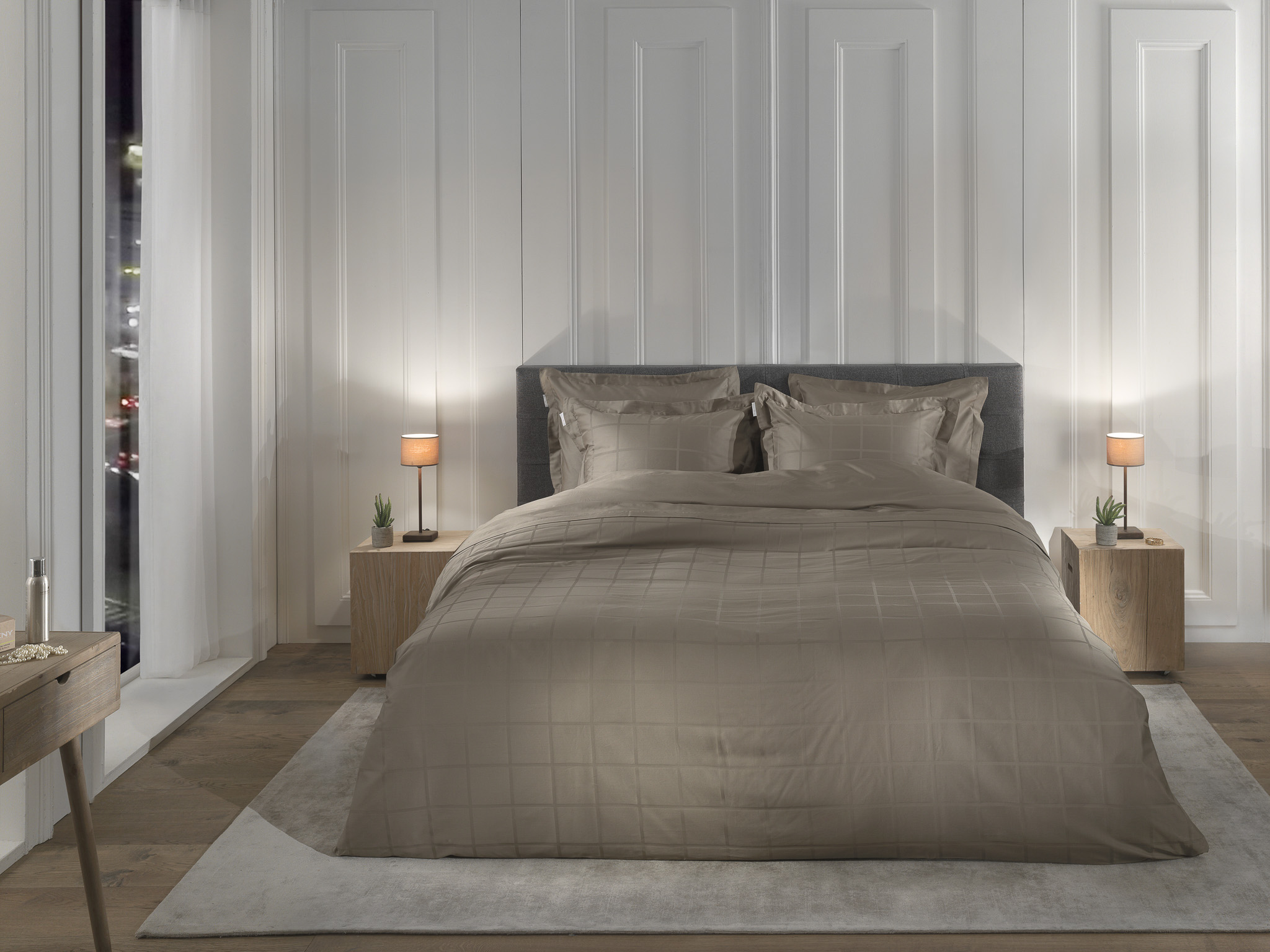 Bettwäsche DIAMANTE ca. 200x200cm in Farbe Taupe Grey