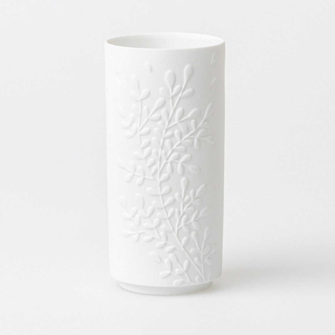 Vase NATUR in Farbe weiß, vase, keramik, weiß, embossed, blumenmuster