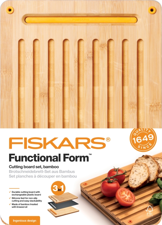 Fiskars Bambus-Schneidebrett-Set FUNCTIONAL FORM in Farbe Black/Brown Fiskars Bambus-Schneidebrett-Set FUNCTIONAL FORM in Farbe Black/Brown