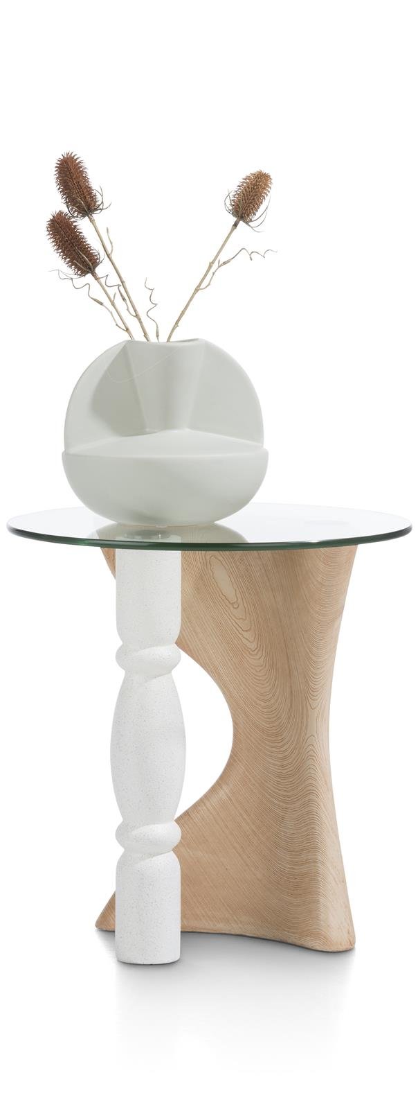 Coco Maison Beistelltisch Anna, ca. 45 x 47 x 45 cm in Holzoptik mit Glasplatte