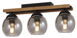 Deckenleuchte CONNI in schwarz matt Deckenleuchte CONNI in schwarz matt, pendant light, globe bulb, three lights, black metal, wooden accents