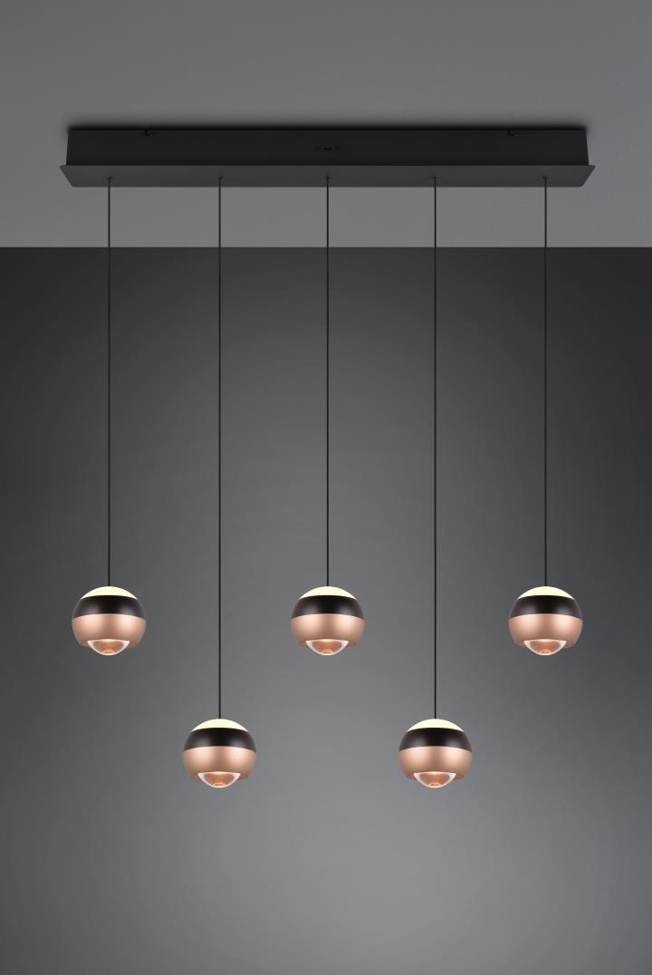 Trio Select LED-Pendelleuchte ORBIT 5-flammig in Farbe schwarz matt, Kunststoff weiß Trio Select LED-Pendelleuchte ORBIT 5-flammig in Farbe schwarz matt, Kunststoff weiß