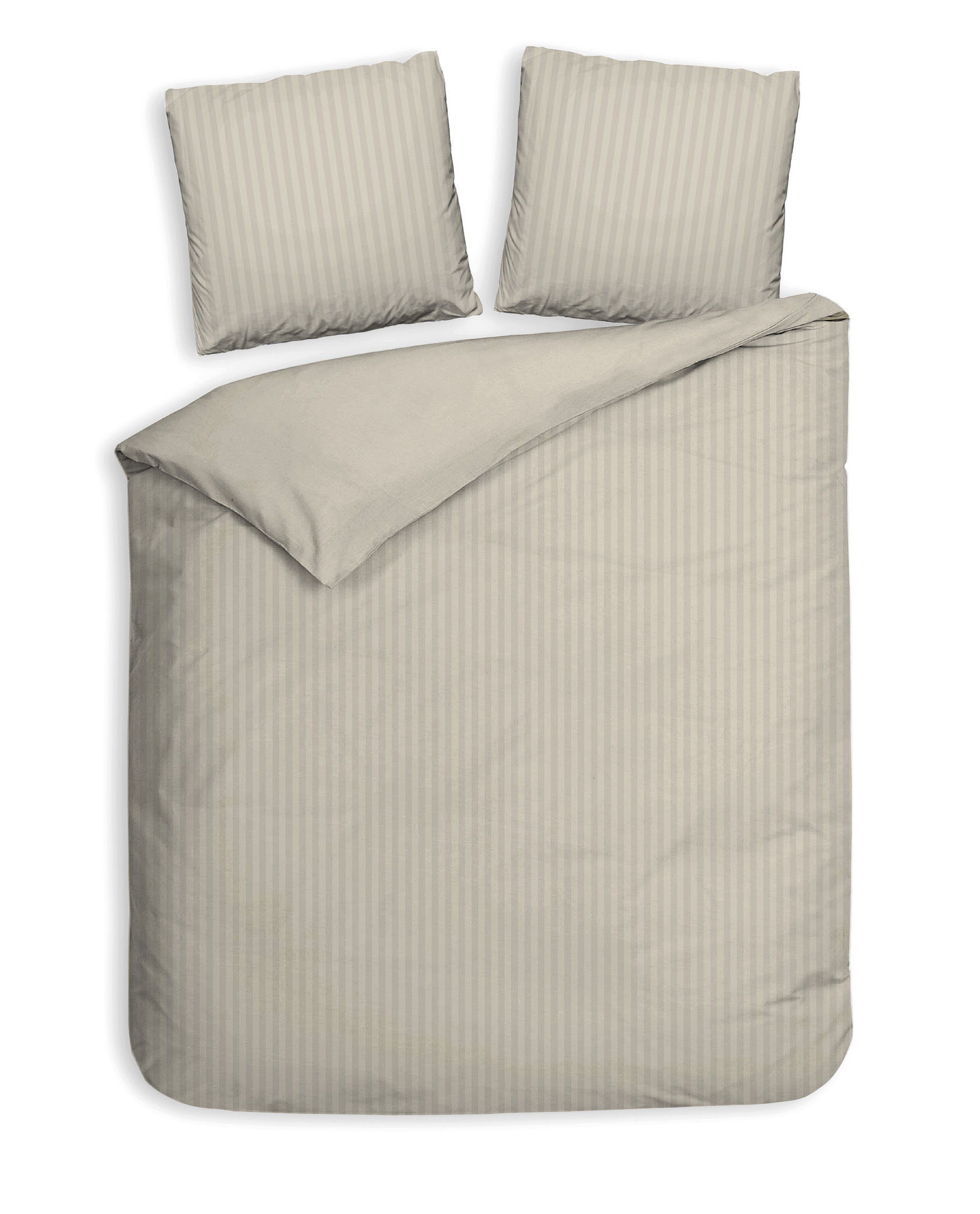 Bettwäsche ca. 200x200cm BANDA in Beige, Bettwäsche, Bettbezug, Streifen, Bettlaken, Kissenbezug