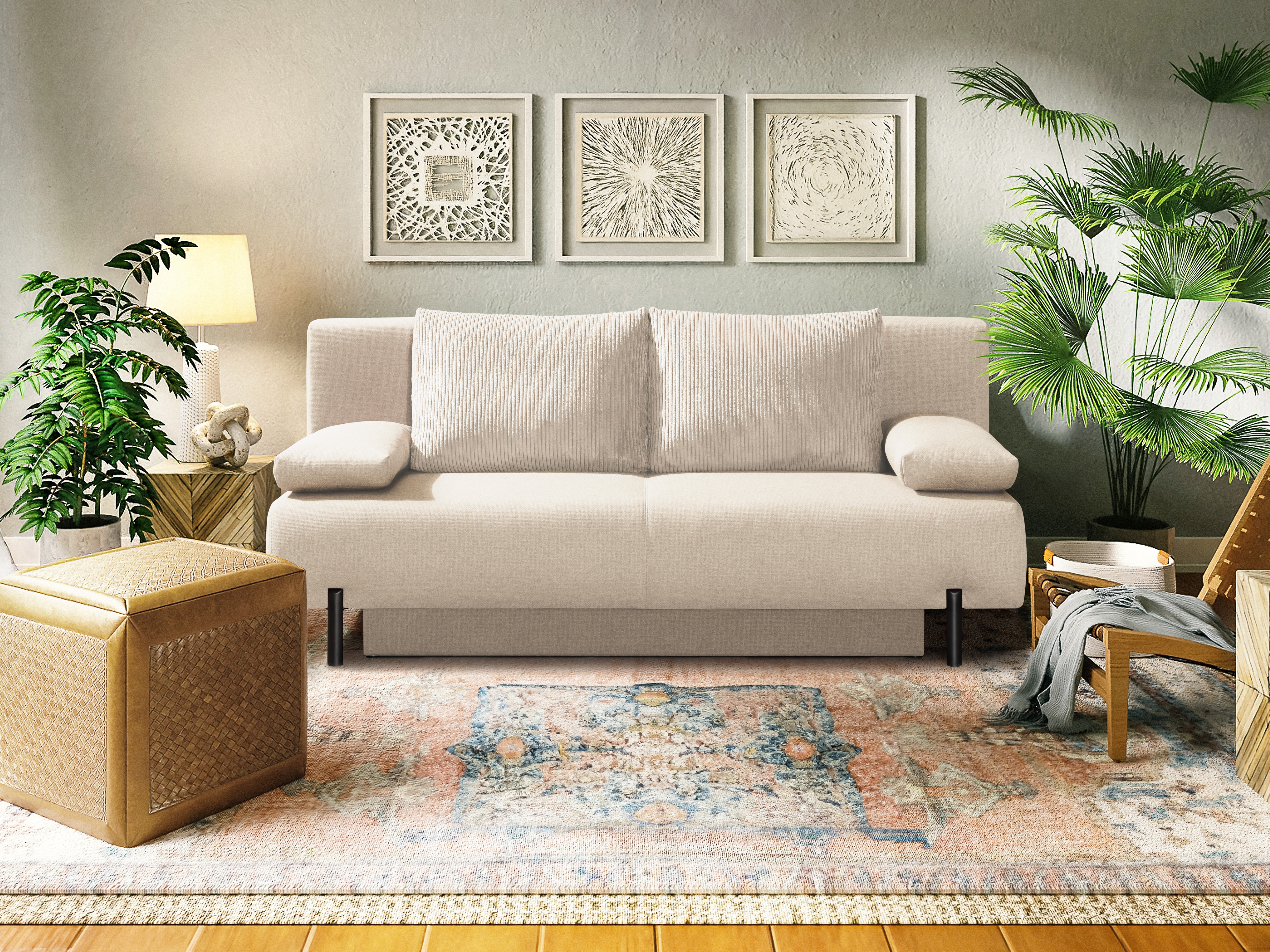 Restyl Schlafsofa FLASH ca. 140x195cm in Stoff natur/Cord natur