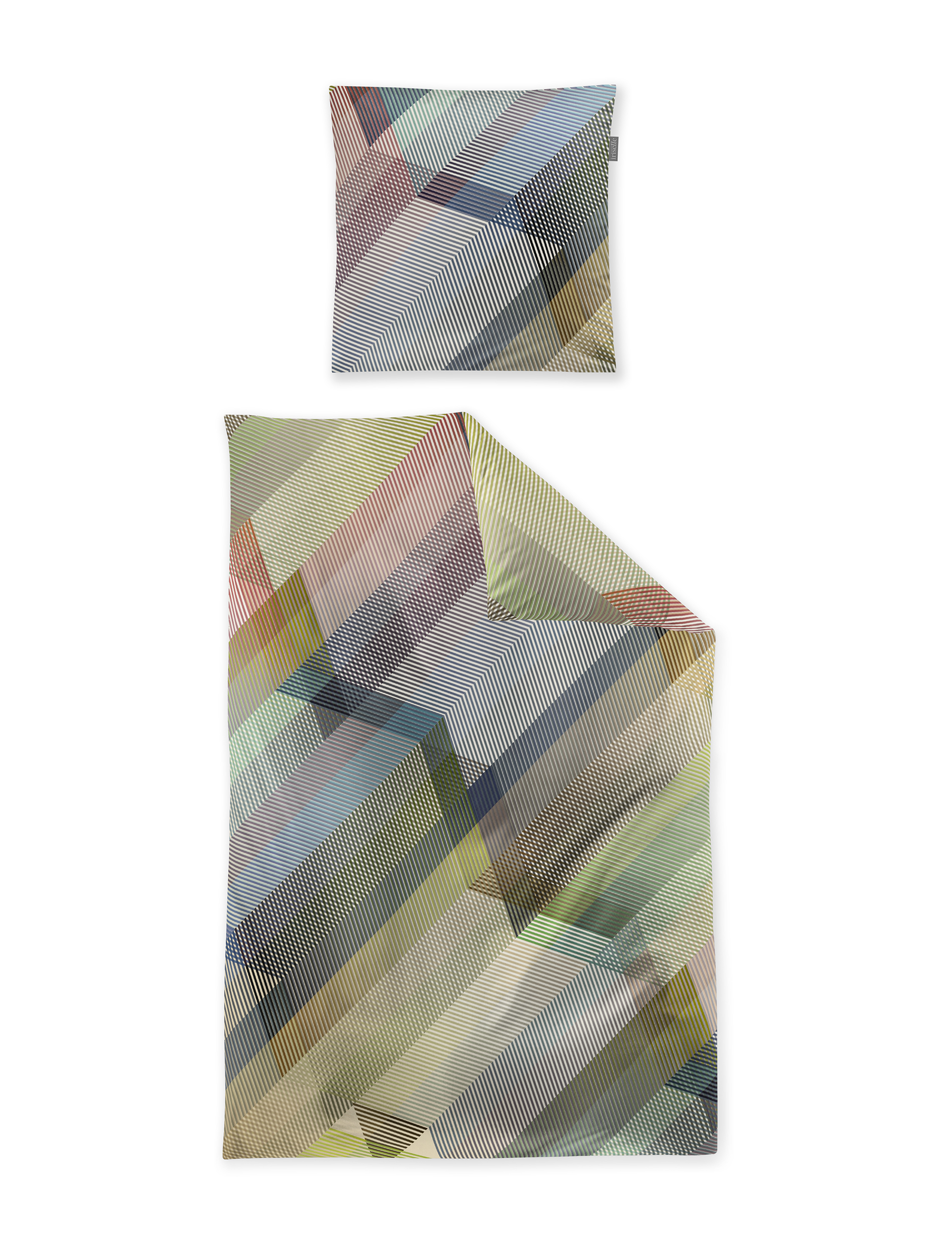 irisette Mako-Satin Bettwäsche WAVE in Farbe ca. 135x200cm, Kissen, Kopfkissen, Kissenbezug, Gestreiftes Muster, Geometrisches Muster