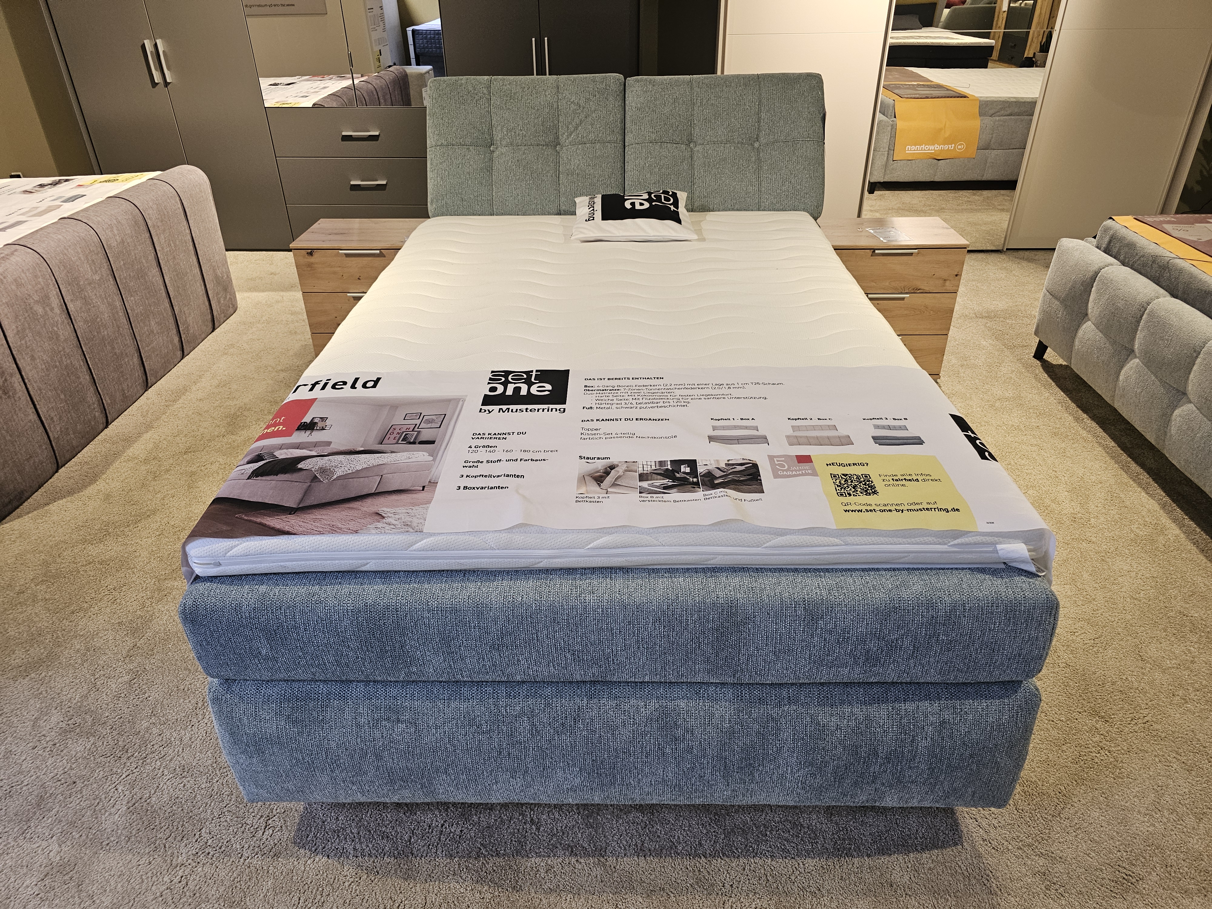 Set One by Musterring Boxspringbett Fairfield ca. 140x200cm Blau