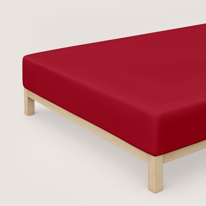 Schlafgut Pure Boxspring Spannbettlaken ca. 90x190-100x220cm in Farbe Red Deep