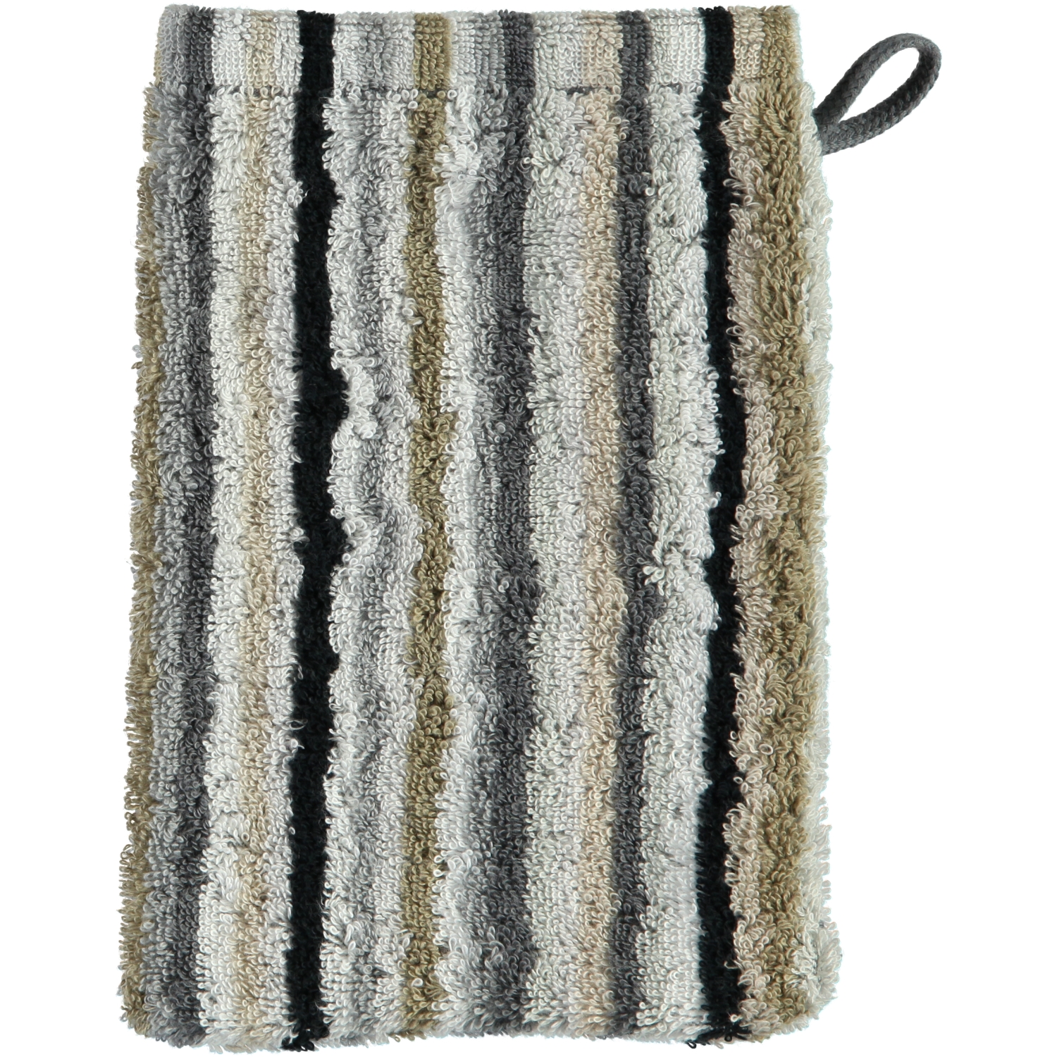 Cawö Waschhandschuh STRIPES 16x22cm in Farbe kiesel