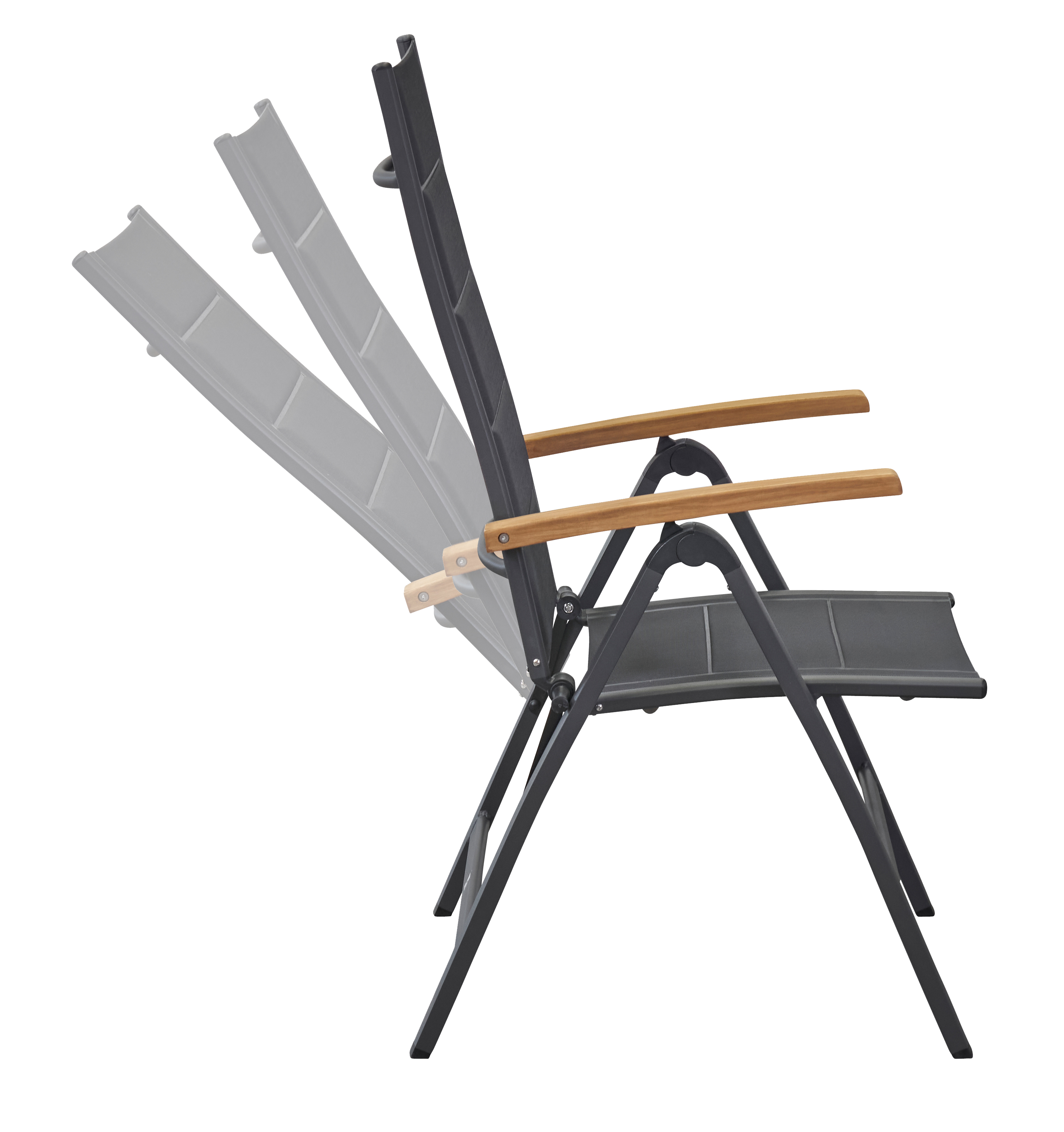 L.C. Wholesaler Klappsessel UNICAMO in anthrazit mit Teak-Armlehnen