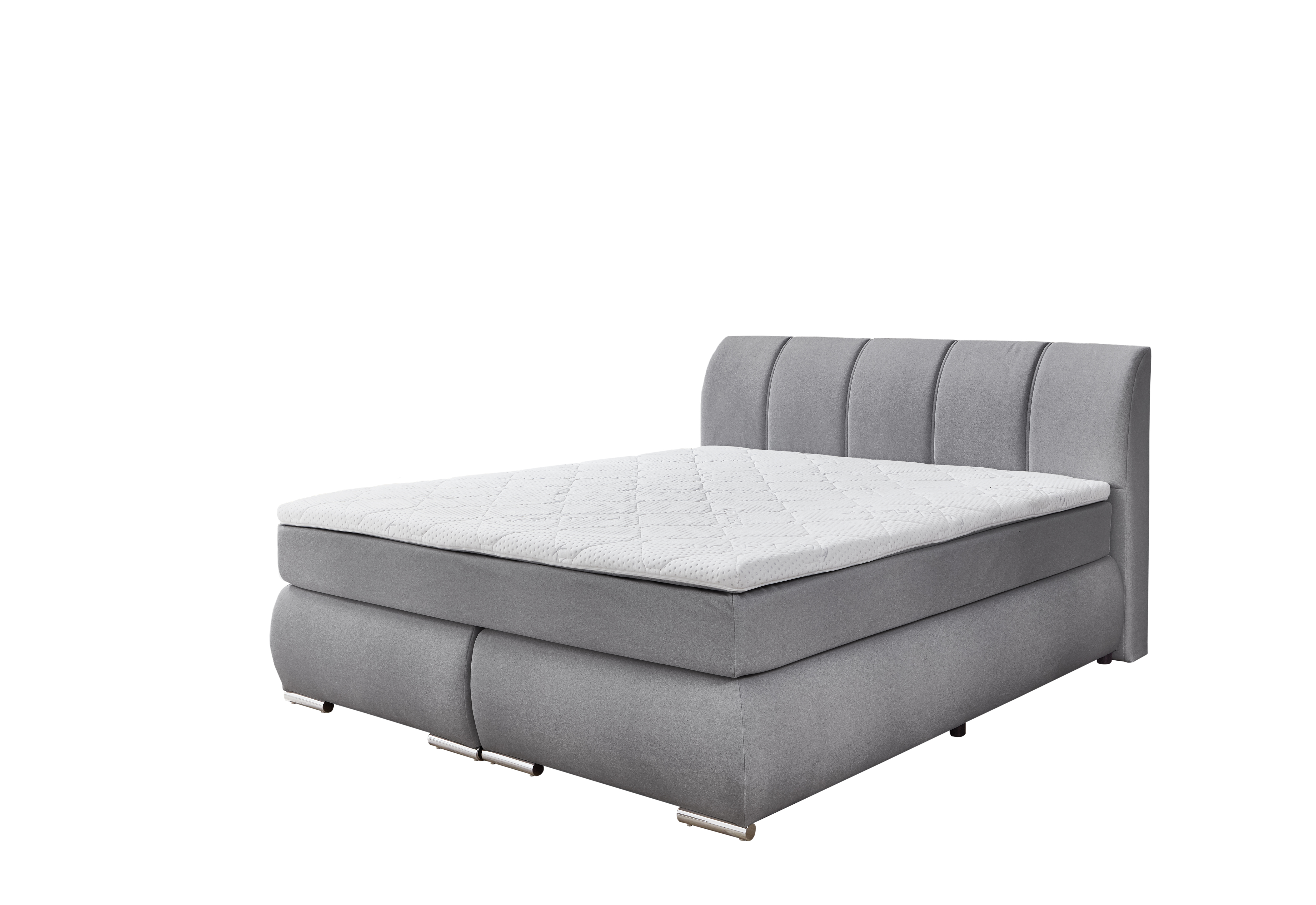 Boxspringbett, Bett, Kopfteil, Polsterbett, Matratze, Grau