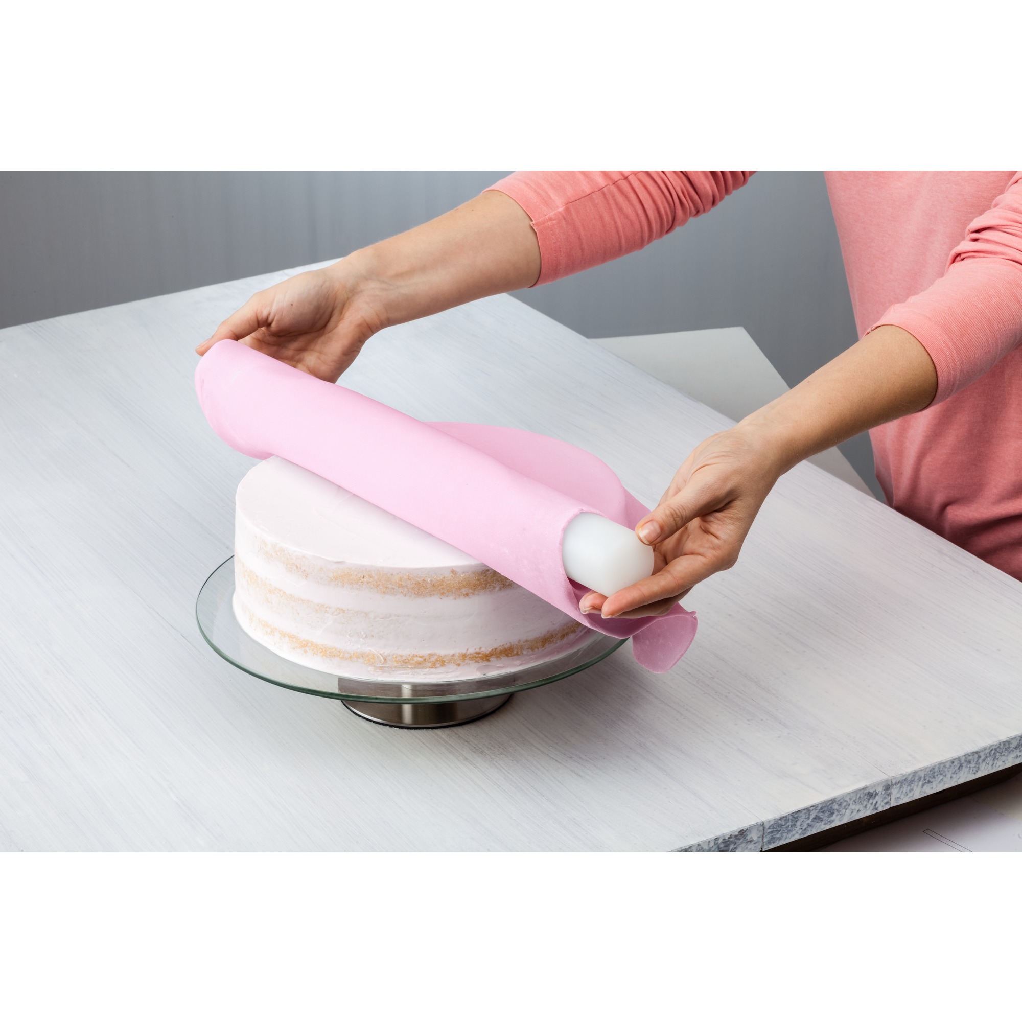 Kaiser Fondant Rollstab groß in weiß/pink Kaiser Fondant Rollstab groß in weiß/pink
