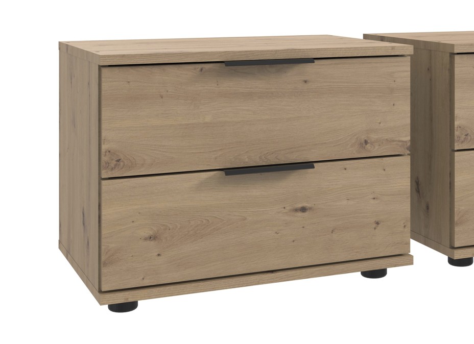 Wimex Nachtschrank EASY PLUS in Artisan-Eiche Nachbildung, Nachtkommode, Holzoptik, 2 Schubfächer, Holzmaserung, Glasteller?