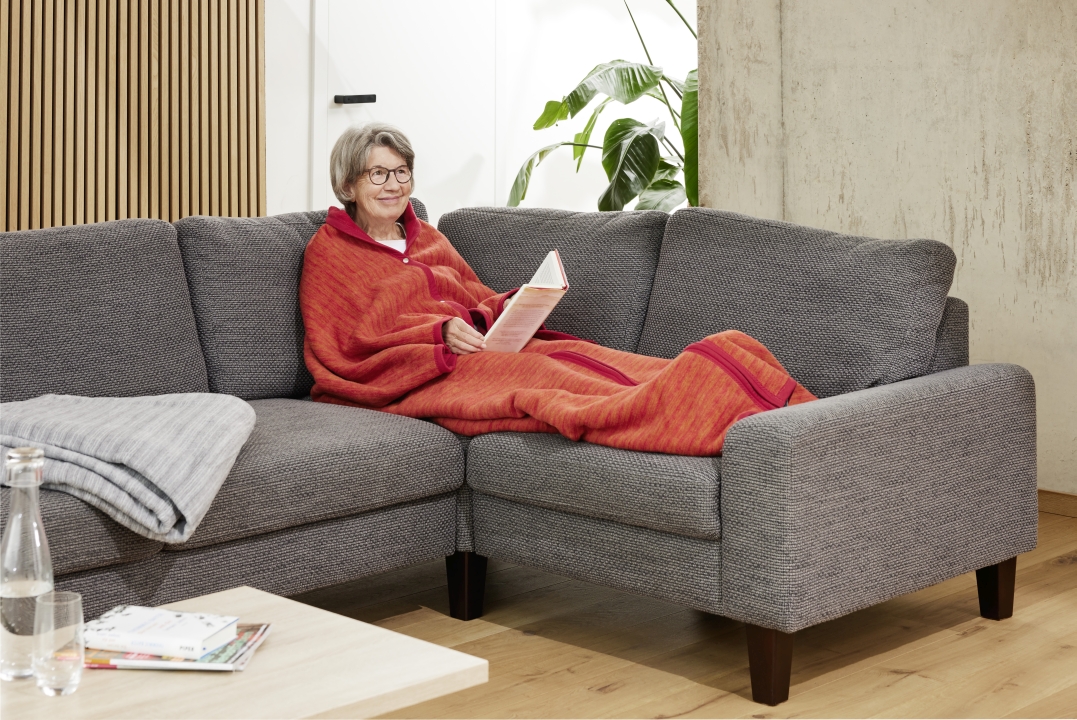 Ibena Jacquard-Wohnmantel FANO 150x200cm in Farbe rot/orange