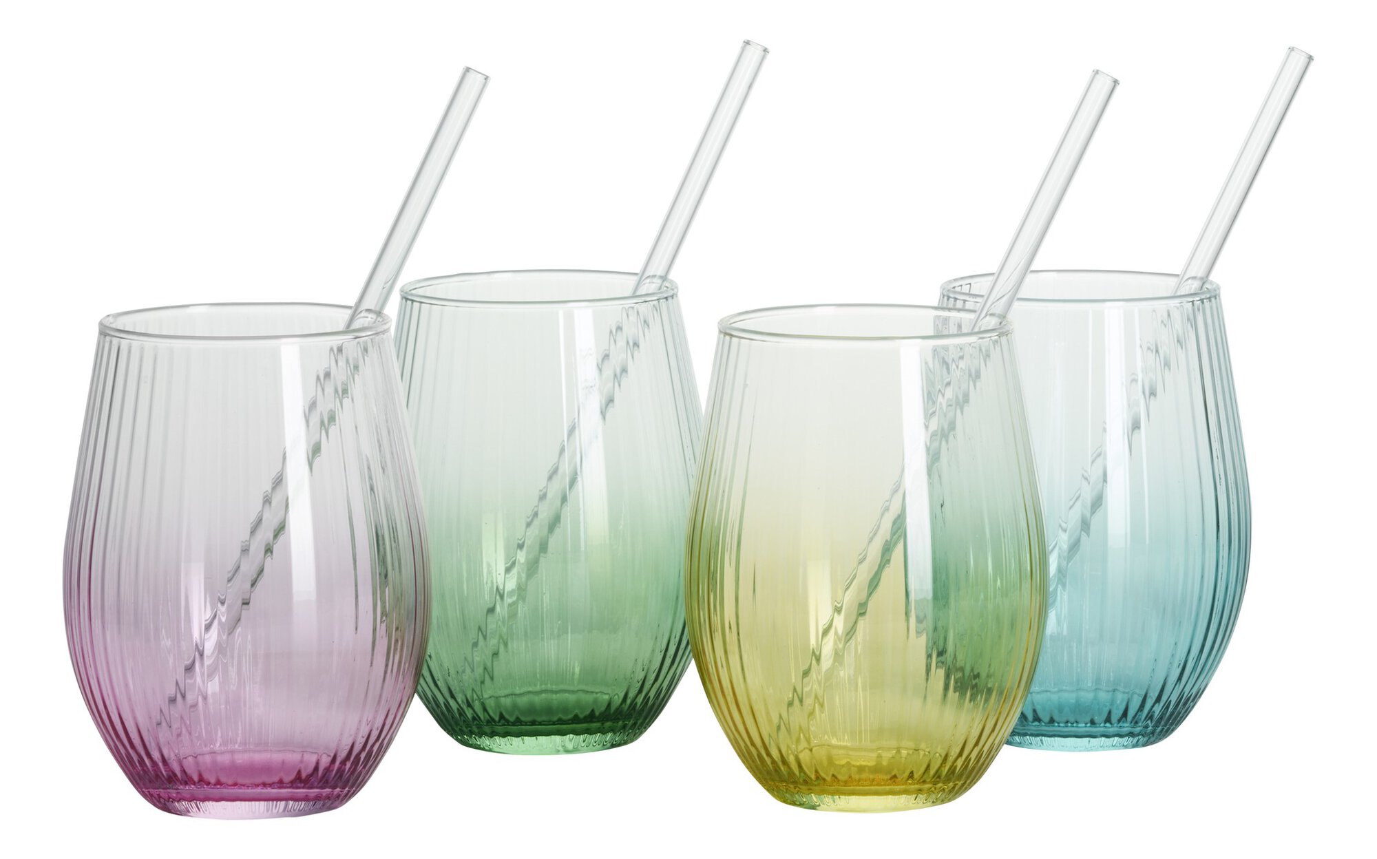 Ritzenhoff & Breker Partyset SPRITZ 8-tlg. aus Glas pink/blau/gelb/grün, farbenfrohe-gläser, Cocktailgläser, Wassergläser, Streifenmuster, Multi-Color-Set