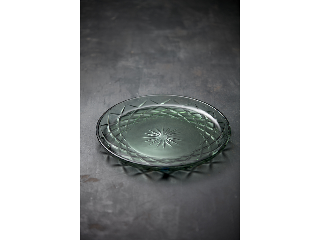 Lyngby Glas Platte 30 cm in Farbe grün