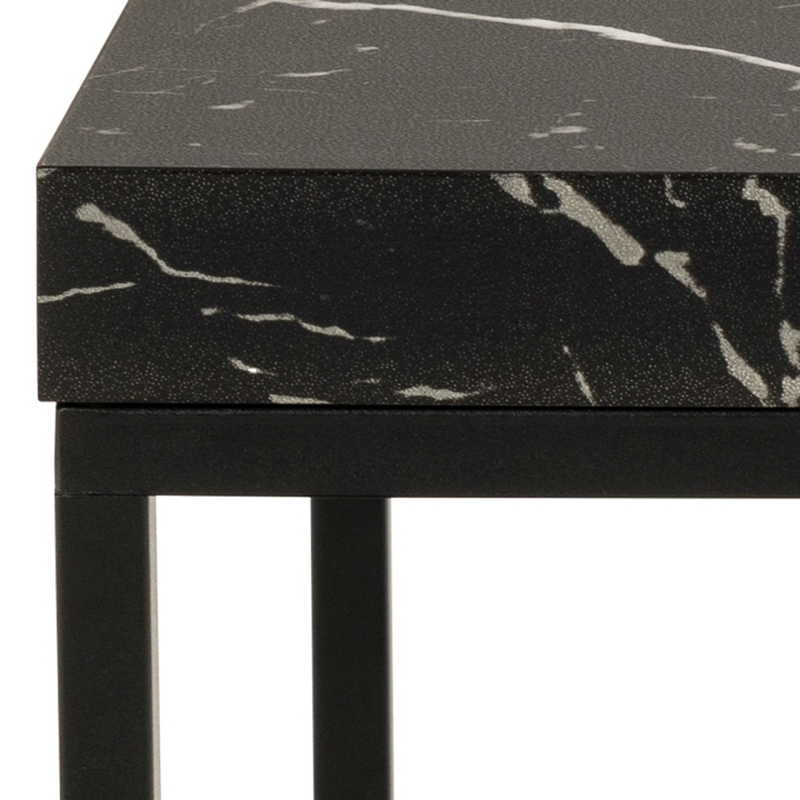 Actona Couchtisch BAROSSA ca. 40x40cm in Marmor Marquina schwarz/schwarz matt