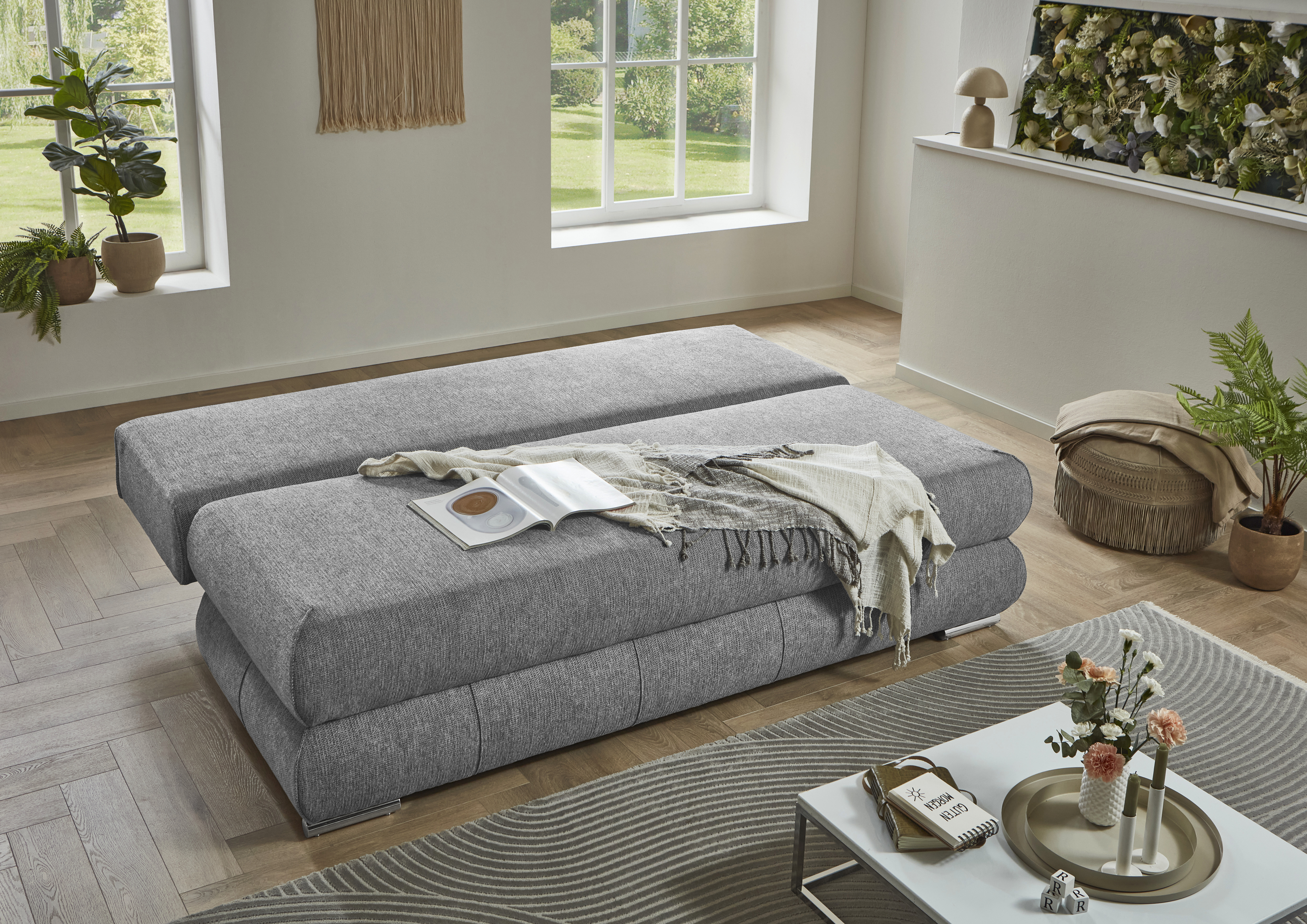 Sun Garden Verwandlungssofa BORNA ca. B199 H95 T97 cm in Stoff 50530-720 silber