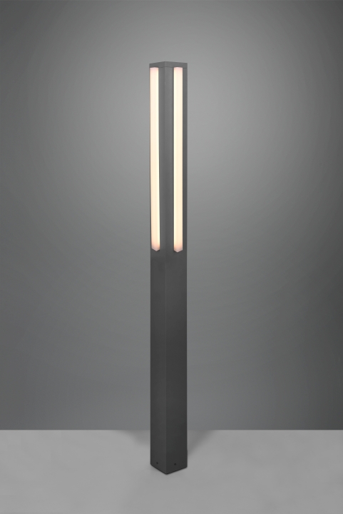 Trio LED-Pfosten MITCHELL in anthrazit, Glas Acryl weiß