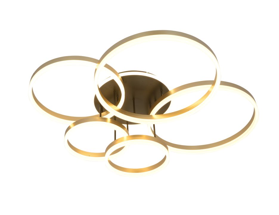 Global Technics LED-Deckenleuchte SCHENNA 1-flammig in Farbe schwarz+gold, deckenleuchte, ringe, led, modern, gold