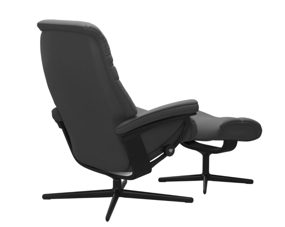Stressless Sessel mit Hocker Sunrise Cross (M) in Leder Batick grey Stressless Sessel mit Hocker Sunrise Cross (M) in Leder Batick grey