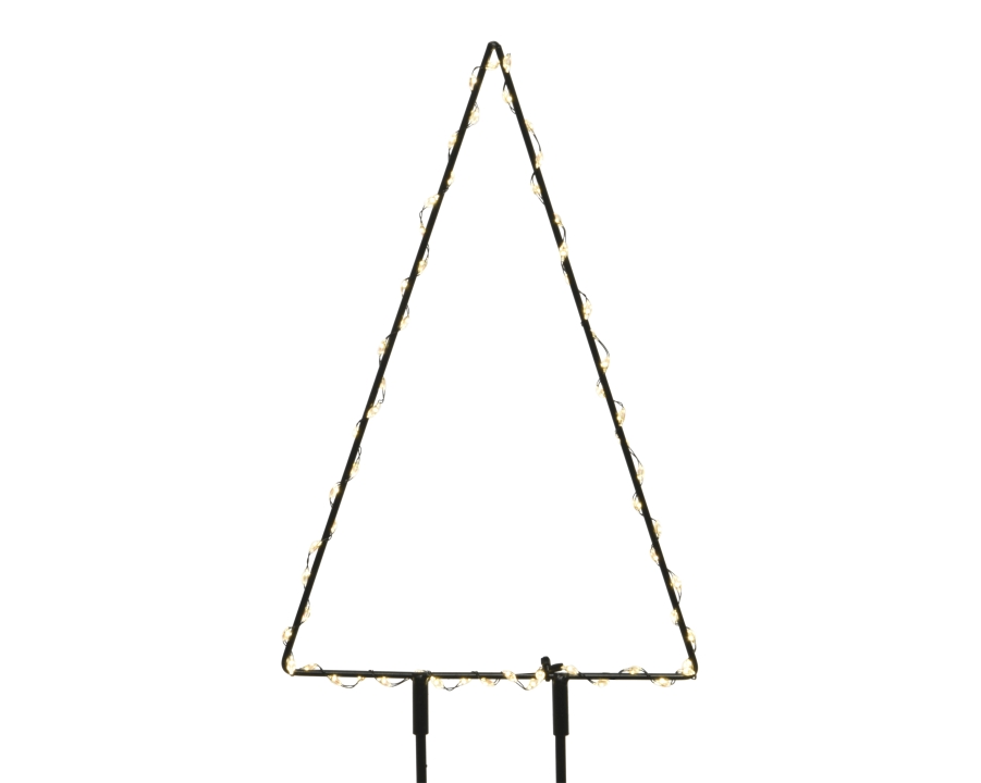 Kaemingk LED Gartenstecker H:47cm 493378 B/H ca.32x47cm in schwarz/weiß, LED-Weihnachtsbaum, Lichterkette, warmweiß, schwarzer Rahmen, Dreiecksform