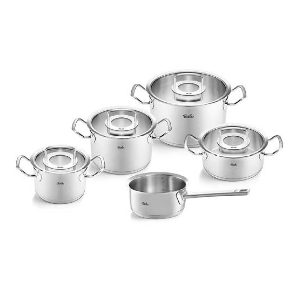 Töpfe-Set, Stahl, Elfenbein, Glasdeckel, Pfannenstiel, Topfset, Edelstahl, Kochtopfset, Induktiongeeignet, Töpfe mit Deckel