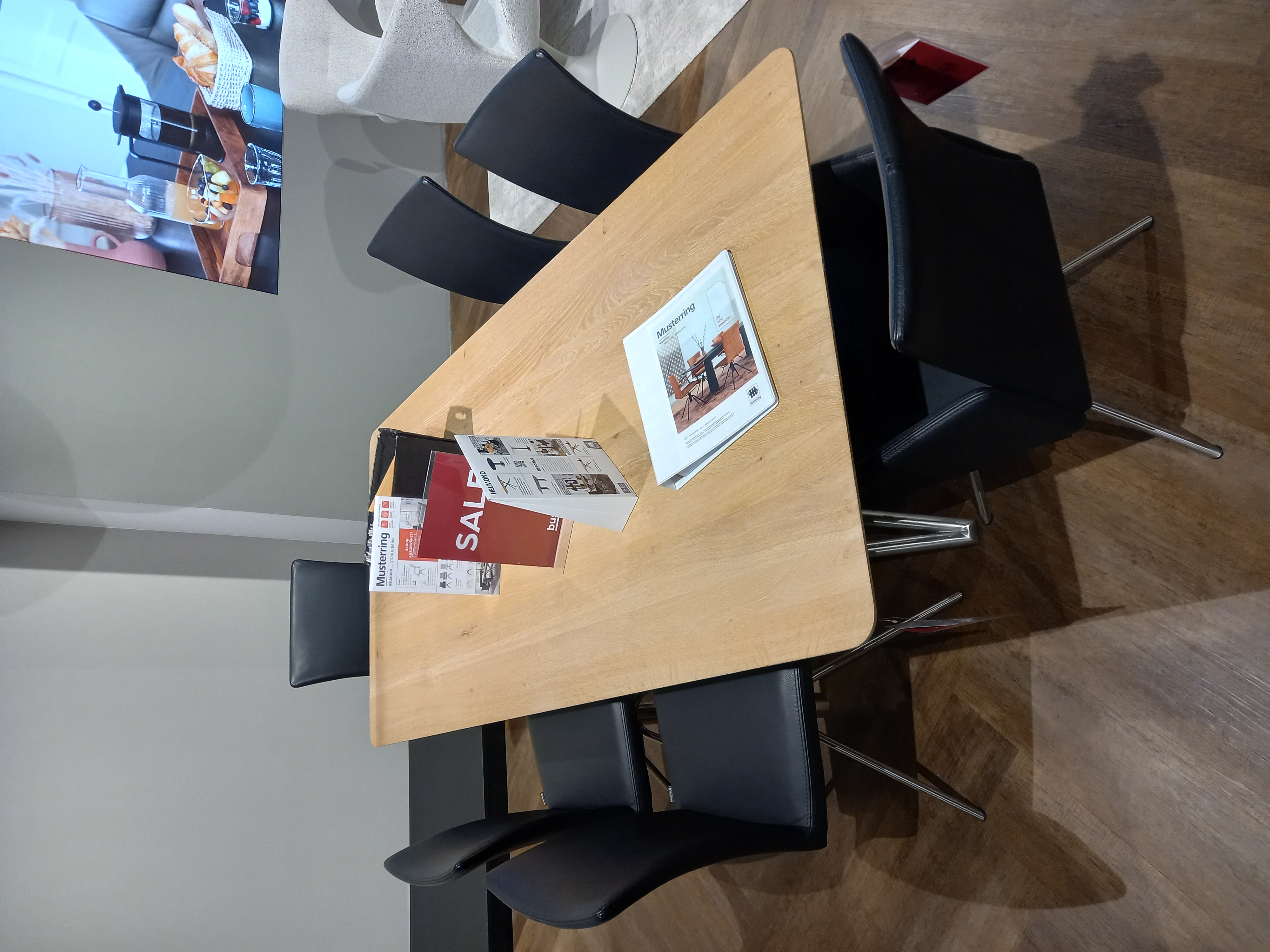 Musterring Stühle 6er-Set in Leder 1 Toledo nero, Moebel, Tabelle, Tischplatte, Sperrholz, Holz