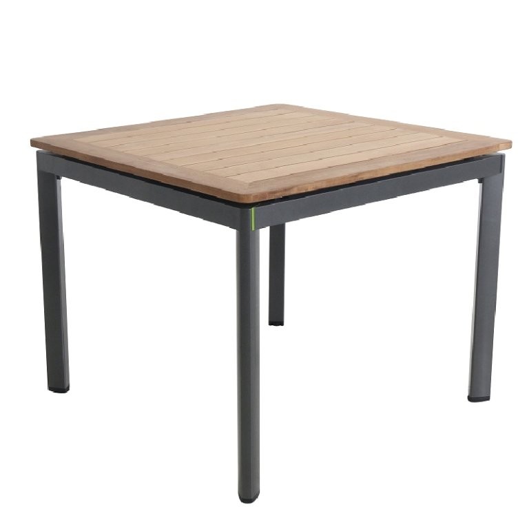 MWH Tisch ALUTAPO ca. 95x95cm in Farbe Teakholz/Aluminium eisengrau, Kaffeetisch, Mobiliar, Tabelle, Esstisch