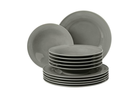 Seltmann Weiden Tafelservice 12-teilig BT Beat 3 Perlgrau , Essteller, Teller-Set, Steingut?, Kunststoff?, Grau